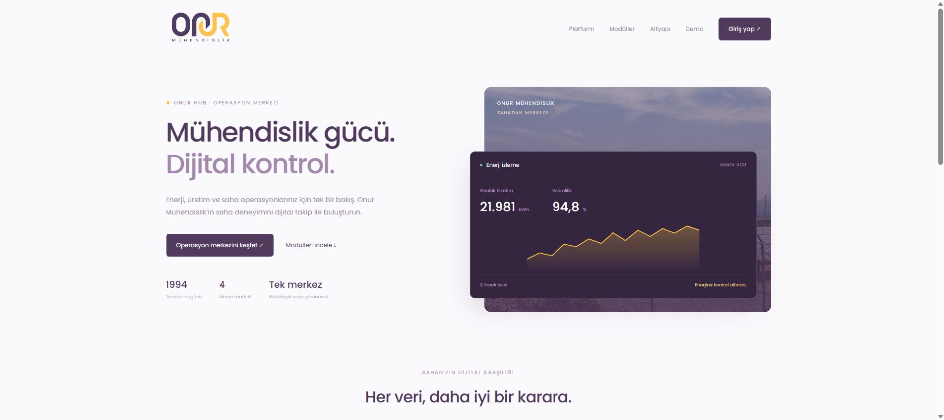 Onur Operasyon Merkezi sitesinin önizlemesi