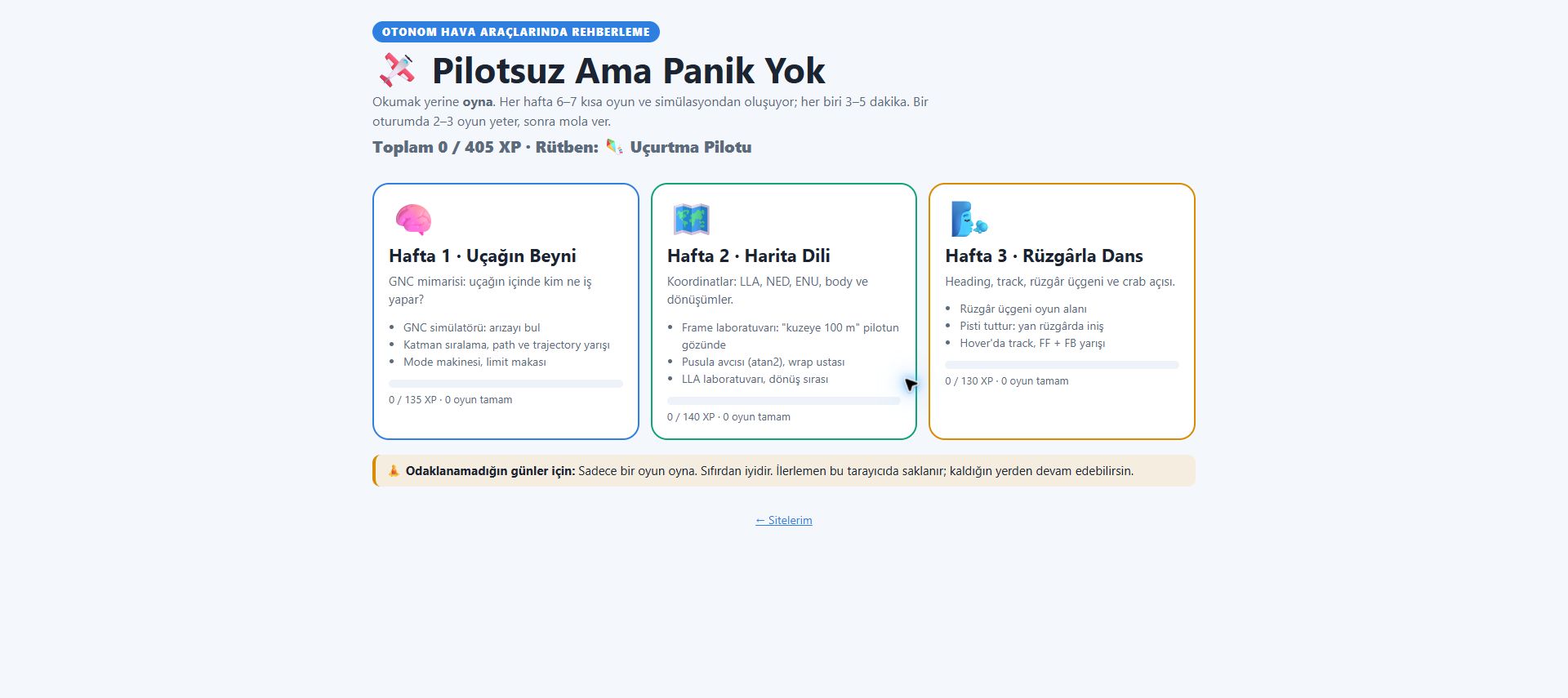 Otonom Ders Oyunları sitesinin önizlemesi